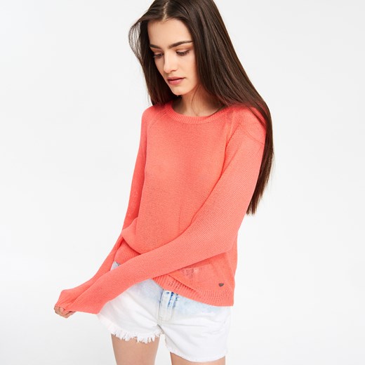 Cropp - Gładki sweter - Pomarańczowy pomaranczowy Cropp XS 