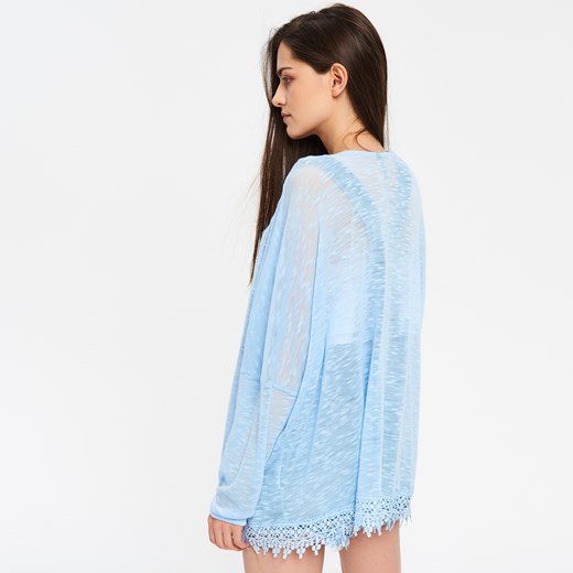 Cropp - Lekki sweter z gipiurą - Niebieski niebieski Cropp S 