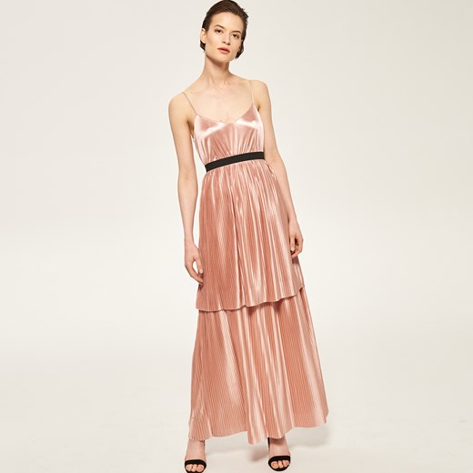Reserved - Sukienka z plisowanym dołem - Różowy bezowy Reserved L;M;S;XS 