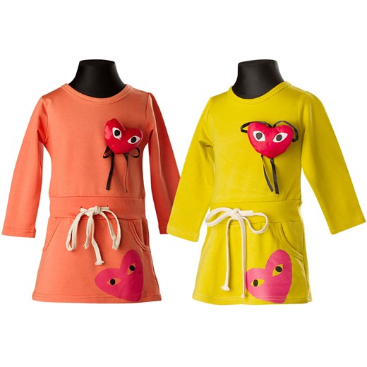 Wygodna dresowa tunika dla dziewczynki - pomarańczowy