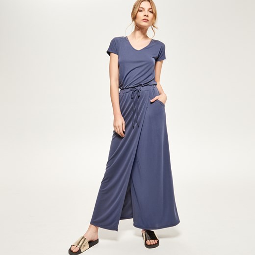 Reserved - Sukienka z kopertowym dołem - Szary niebieski Reserved L 