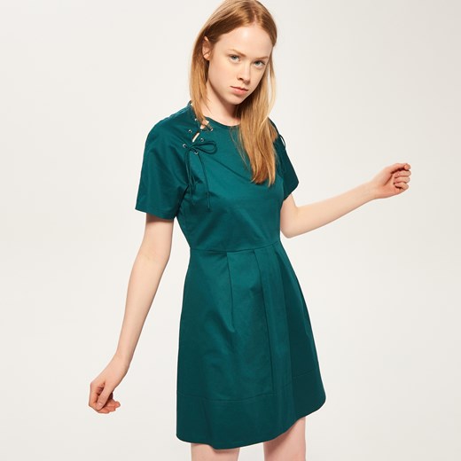 Reserved - Sukienka z wiązaniami przy dekolcie - Turkusowy Reserved zielony 36 