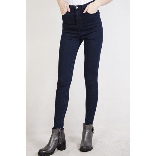 Spodnie granatowe skinny z wysokim stanem czarny XL olika.com.pl