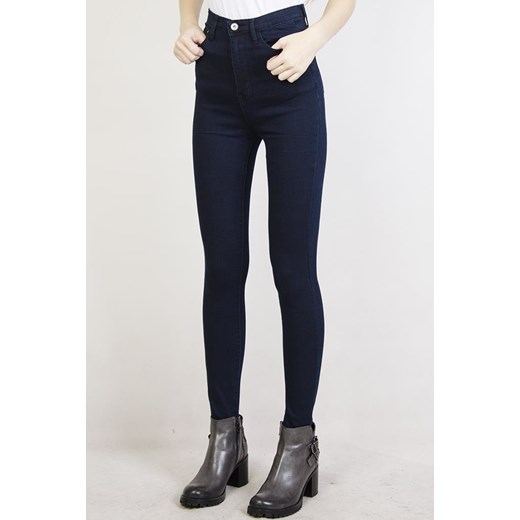 Spodnie granatowe skinny z wysokim stanem czarny XS olika.com.pl