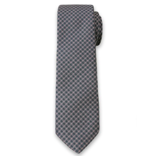 Męski Krawat w Drobny Wzór Geometryczny - 6cm- Alites, Szaro-Różowy KRALTS0090 ze sklepu JegoSzafa.pl w kategorii Krawaty - zdjęcie 37282802