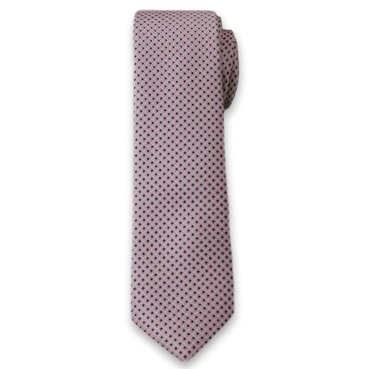 Oryginalny Krawat Męski w Drobny Wzorek - 6 cm - Alties, Różowo-Czarny KRALTS0091