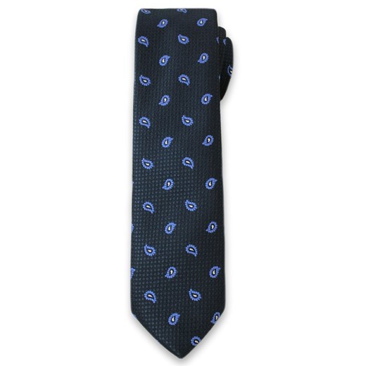 Elegancki Krawat Męski w Niebieski Wzór Paisley -6cm- Alties, Ciemny Niebieski KRALTS0095 ze sklepu JegoSzafa.pl w kategorii Krawaty - zdjęcie 37282812