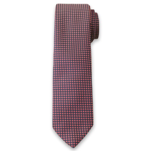 Krawat Męski w Drobne Kwadraciki, Figury Geometryczne - 6 cm - Alties, Różowy KRALTS0101 ze sklepu JegoSzafa.pl w kategorii Krawaty - zdjęcie 37282824