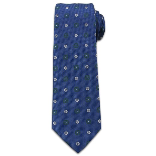 Elegancki Krawat Męski w Grochy i Kwiatki -6,5cm- Chattier, Niebieski KRCH0957 ze sklepu JegoSzafa.pl w kategorii Krawaty - zdjęcie 37282941