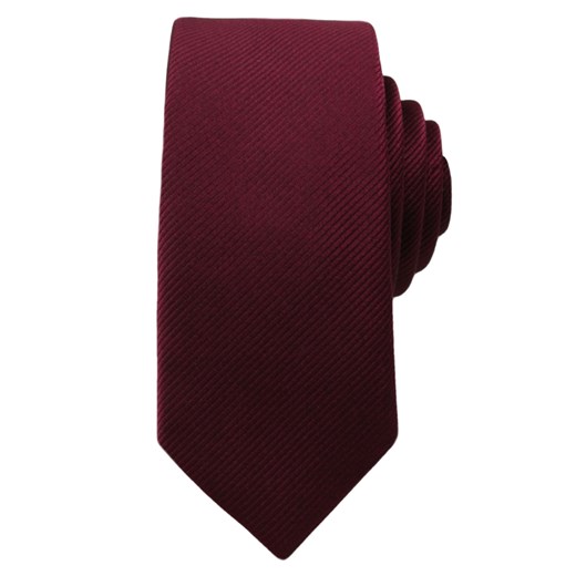 Krawat Męski w Deliatny Prążek -WĄSKI- 5 cm - Angelo di Monti, Bordowy KRADM1127 ze sklepu JegoSzafa.pl w kategorii Krawaty - zdjęcie 37283484