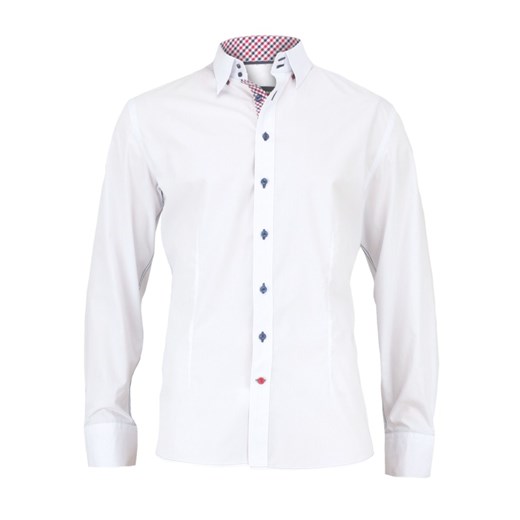Męska, Biała Jednokolorowa (Gładka) Taliowana Koszula - Paul Bright KSDWPBR0063