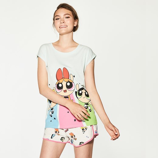 House - T-shirt piżamowy atomówki - Niebieski House bezowy XS 