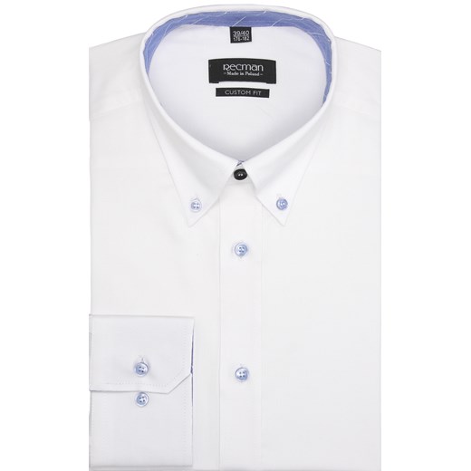 koszula mells 2203 długi rękaw custom fit biały szary Recman  okazja  