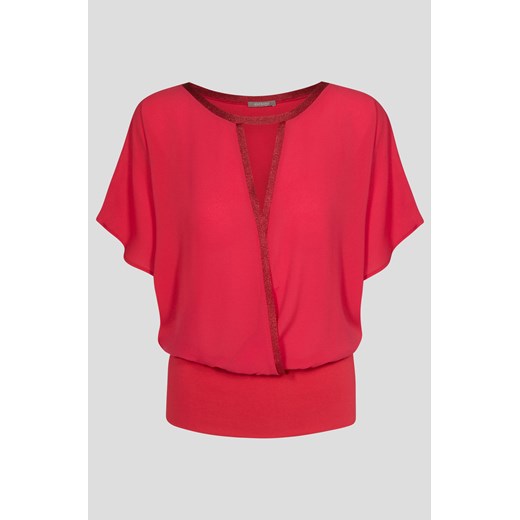 Nietoperzowa bluzka bimaterial czerwony Orsay 44 orsay.com