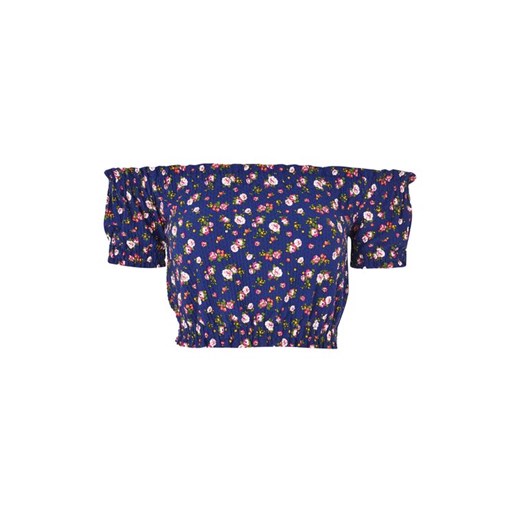 PETITE Floral Print Bardot Crop Top Topshop granatowy