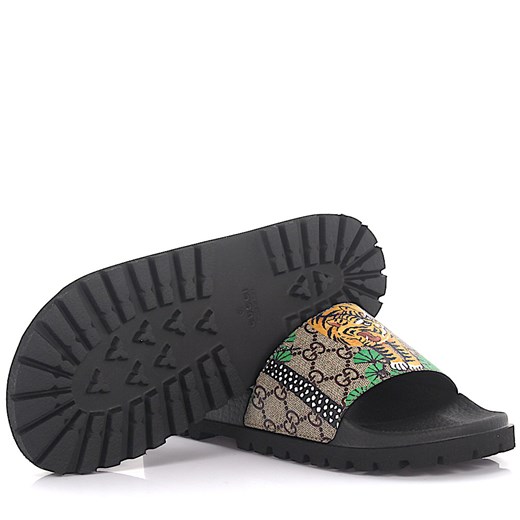 Gucci Sandały K6D00 Canvas beżowe nadruk tygrys Gucci