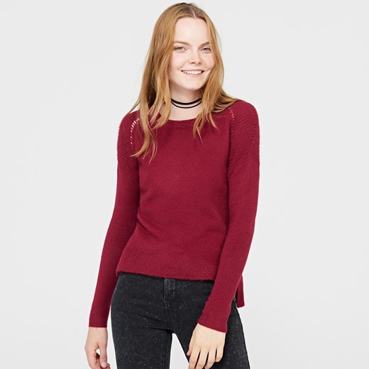 Cropp - Lekki sweter z reglanowym rękawem - Brązowy Cropp czerwony S 