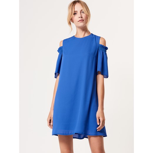 Mohito - Habrowa sukienka cold arms - Niebieski Mohito niebieski 36 