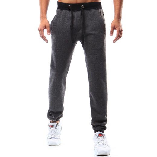 Spodnie męskie dresowe antracytowe (ux0963) Dstreet szary L okazyjna cena  