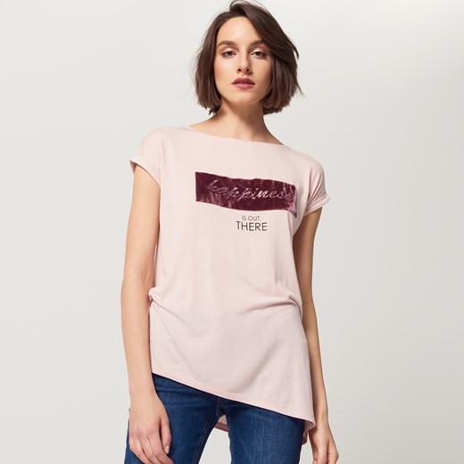Mohito - Koszulka z welurową aplikacją - Różowy