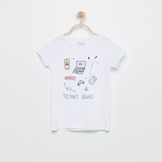Reserved - Wzorzysty t-shirt - Biały