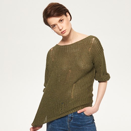 Reserved - Ażurowy sweter oversize - Zielony