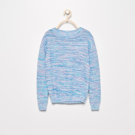 Reserved - Bawełniany sweter - Turkusowy