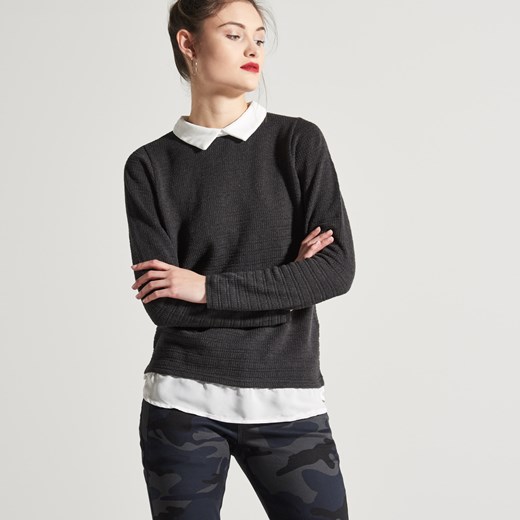 House - Sweter z koszulową podszewką - Czarny