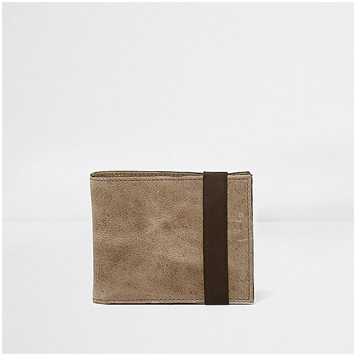 Light brown leather elastic wallet 