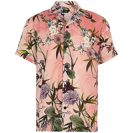 Boys pink hawaiian print short sleeve shirt 