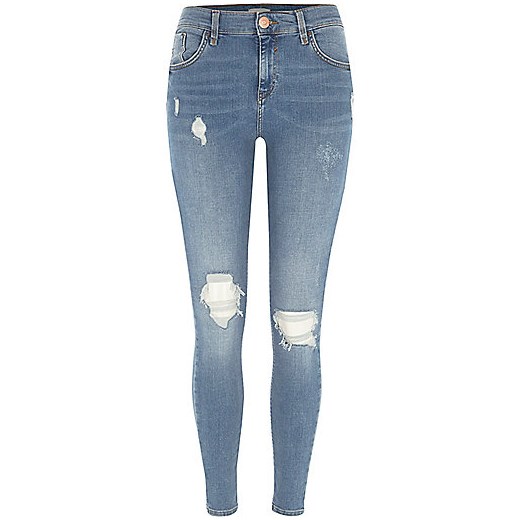 Mid blue ripped Amelie super skinny jeans 