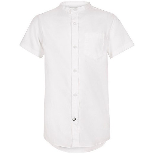 Boys white short sleeve grandad shirt 