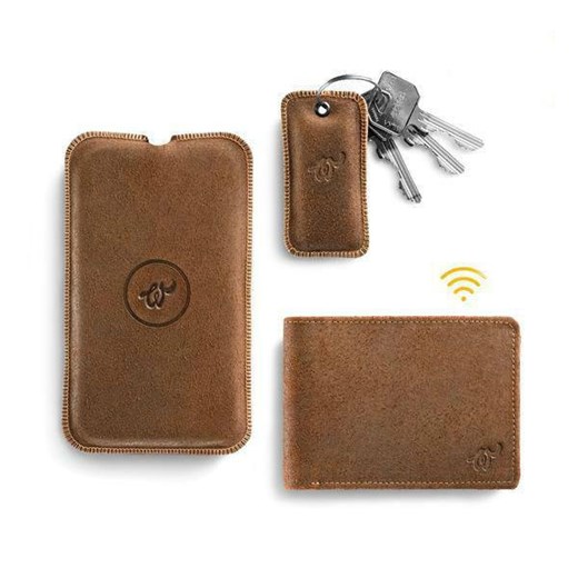 Brown Woolet with matching Charging Pad and Key Finder