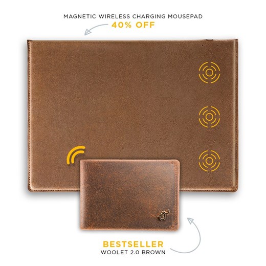 Woolet 2.0 Brown + Magnetic Wireless Charging Mousepad 40% off!