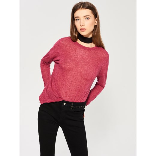 Sinsay - Lekki sweter oversize - Fioletowy czerwony Sinsay  