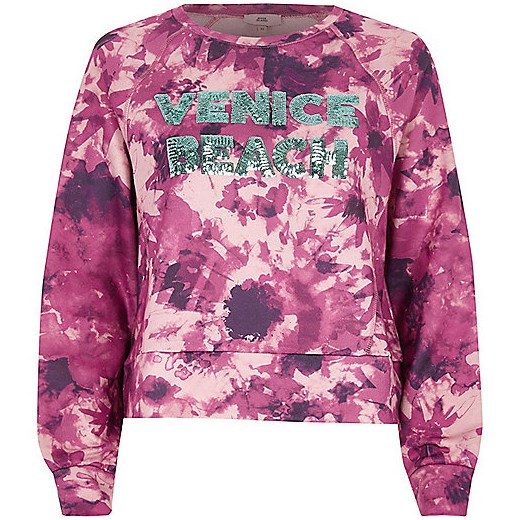 Pink tie dye 'Venice beach' sequin jumper   River Island  