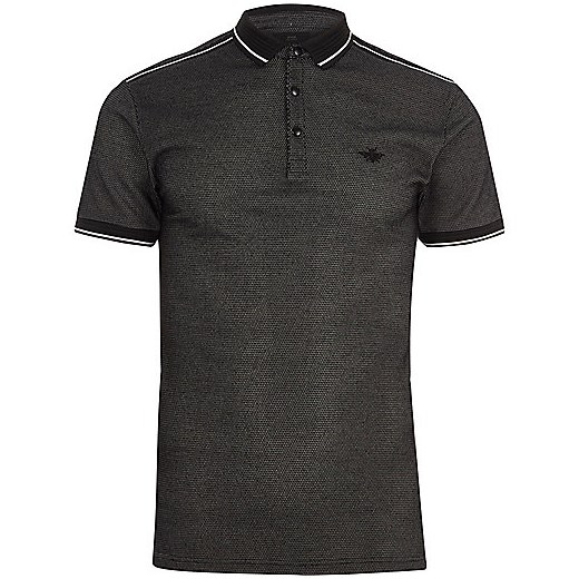 Black tipped muscle fit polo shirt  River Island   