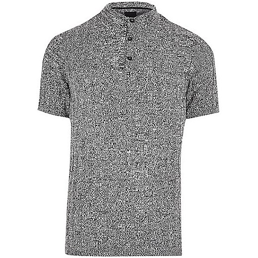 Grey knit muscle fit polo shirt  River Island   