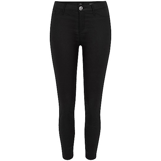 Petite black coated Molly skinny jeans   River Island  