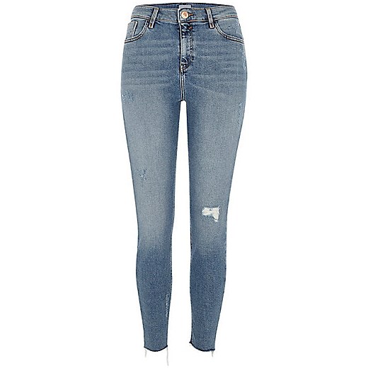 Mid blue Amelie ripped super skinny jeans   River Island  