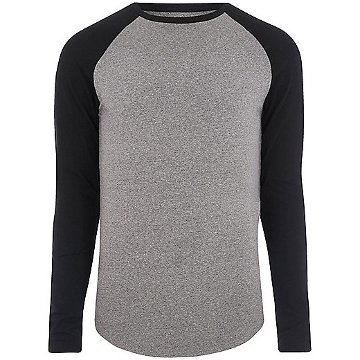 Grey marl muscle fit raglan sleeve T-shirt   River Island  