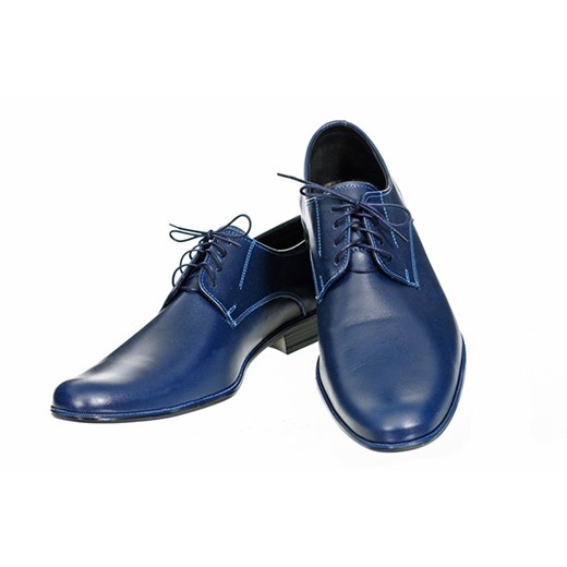 PÓŁBUTY MĘSKIE SKÓRZANE GRANAT Family Shoes niebieski 45 