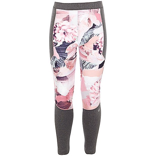Girls RI Active pink floral print leggings 