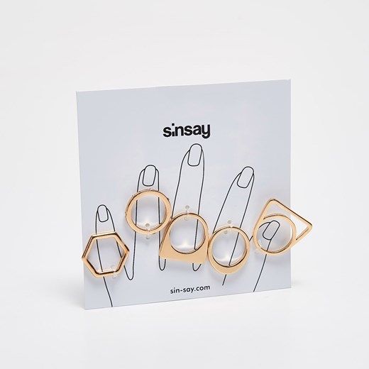 Sinsay - Zestaw pierścionków - Beżowy