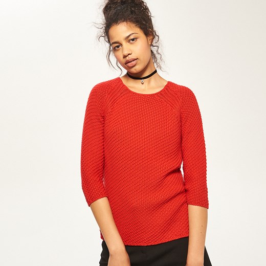 Reserved - Sweter o supełkowym splocie - Czerwony  Reserved M 