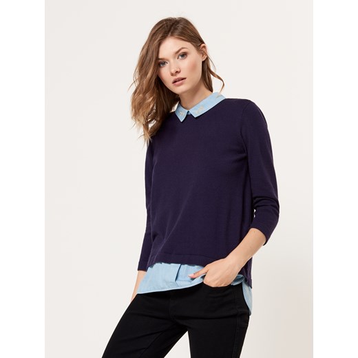 Mohito - Elegancki sweter z elementami koszuli - Niebieski Mohito czarny M 