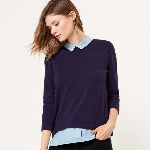 Mohito - Elegancki sweter z elementami koszuli - Niebieski czarny Mohito M 
