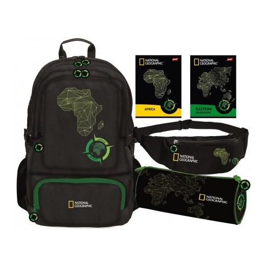 ZESTAW 5W1 NATIONAL GEOGRAPHIC GREEN COMPASS PLECAK PIÓRNIK NERKA ZESZYTY St.Majewski BIUROPRO.pl