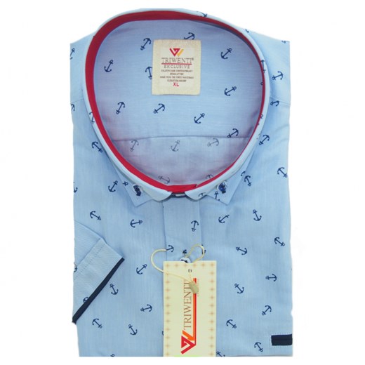 KOSZULA MĘSKA NIEBIESKA W KOTWICE! XXL D13KR  Triwenti XXL Modameskado6xl