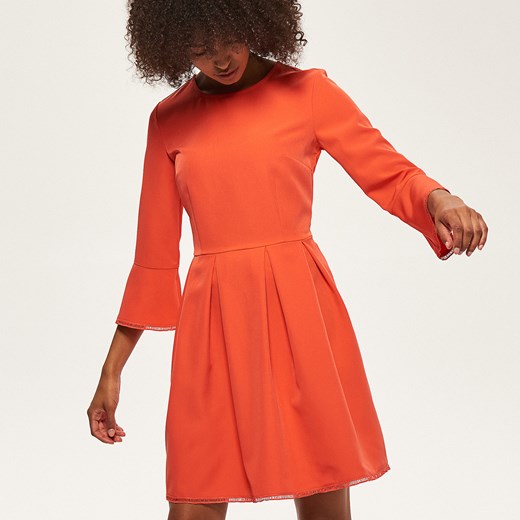 Reserved - Sukienka z zakładkami - Pomarańczo Reserved pomaranczowy 34 